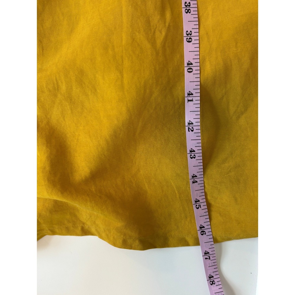 Emerson Fry Midi Sun Dress Mustard Yellow XS Linen Blend‎ Tie Strap Pockets Boho - Picture 9 of 9